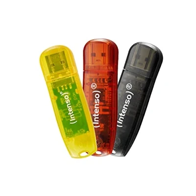 Afbeelding van Intenso USB stick, 16 GB, Rainbow Line 3502473, zwart, rood, geel, 2.0, 3 stuks