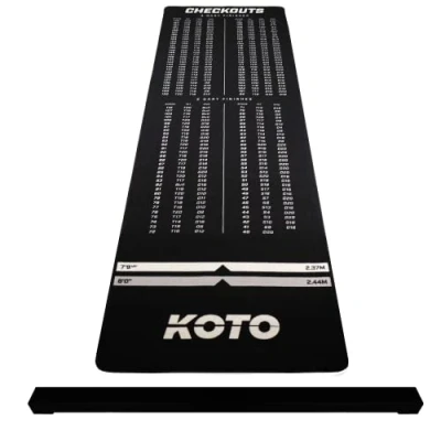 Afbeelding van KOTO Check Out Carpet 285 X 80 cm Zwart, Professionelle Dartmatte zum Schutz der Dartpijl, Met Score Indikation &amp; Oche, Die Rechenhilfe Macht Ihnen das Rechnen Einfacher!