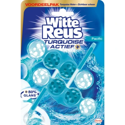 Afbeelding van 2+2 gratis: Witte Reus Toiletblok Turquoise Actief 2 stuks