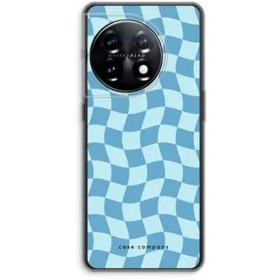 Afbeelding van Case Company® hoesje geschikt voor OnePlus 11 Grid Blauw Soft Cover Telefoonhoesje Bescherming aan alle Kanten en Schermrand