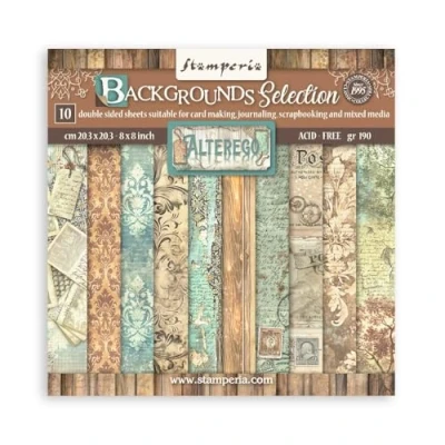Afbeelding van Stamperia Alterego 8x8 Inch Paper Pack Maxi Backgrounds Selection (SBBS117)