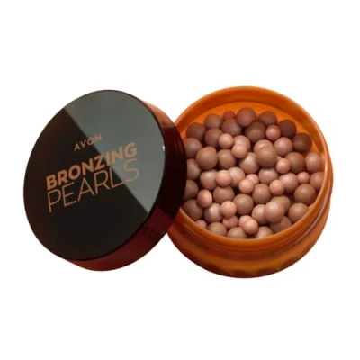 Afbeelding van Avon Bronzing Pearls Medium Brown Multi Shade Parels met minerale pigmenten voor een multidimensionale glans, verkrijgbaar in tinten om zich aan alle huidtinten te passen, 28 g.