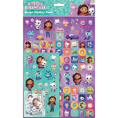 Afbeelding van Paper Projects Gabby&#039;s Dollhouse Mega Pack Drie soorten stickers (ca. 150 in totaal) Herbruikbaar op niet poreuze oppervlakken 35 cm x 23