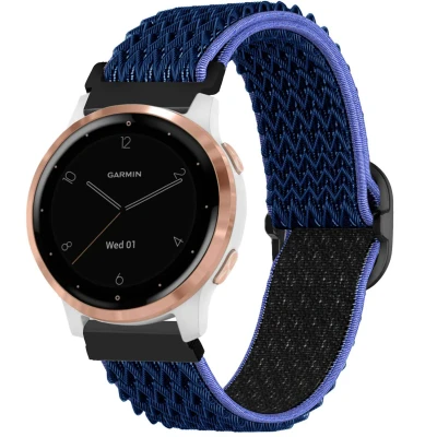 Afbeelding van iMoshion Elastisch nylon 18 mm bandje Geschikt voor Garmin Vivoactive 4s / 3s Venu 2s Vivomove Fossil Gen 6 5e Donkerblauw