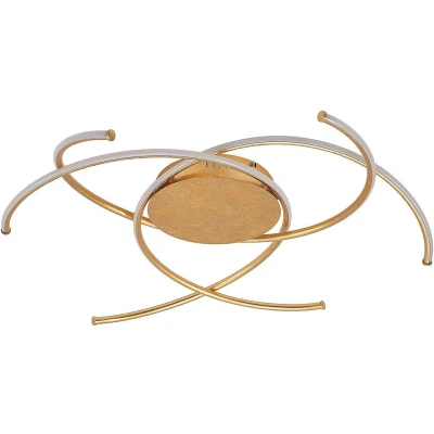 Afbeelding van Lindby LED plafondlamp met dimmer 1licht ijzer, aluminium, plastic H: 12.6 cm goud Inclusief lichtbron
