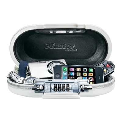 Afbeelding van Draagbare kluis MasterLock Safe space met combinatieslot en kabel wit