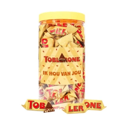 Afbeelding van Toblerone Mini chocolade &quot;Ik Hou Van Jou&quot; melkchocolade met nougat, amandel en honing 500g