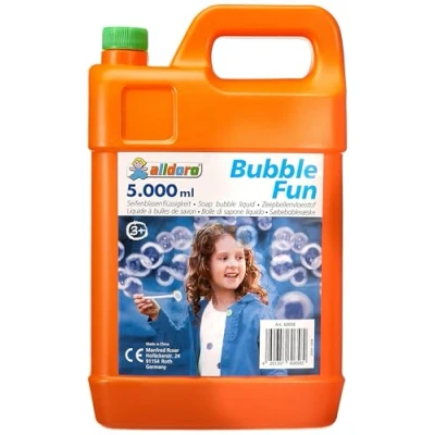 Afbeelding van alldoro Bubble Fun 60658 Luchtbellenvloeistof, inhoud 5 l, XXL, 5000 ml, voor kinderen, volwassenen, feestjes en evenementen, oranje
