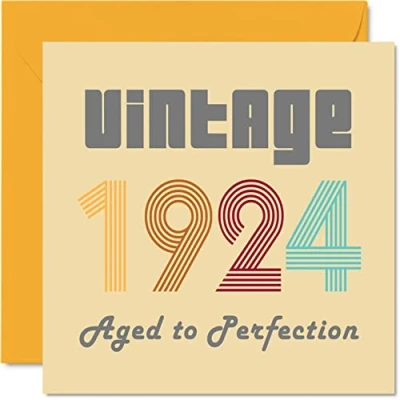 Afbeelding van verjaardagskaart voor mannen en vrouwen, vintage 1924 Aged To Perfection grappige jou, 145 mm x opa oma
