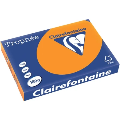 Afbeelding van Clairefontaine Trophée Intens, Gekleurd Papier, A3, 160 G, 250 Vel, Feloranje Papier