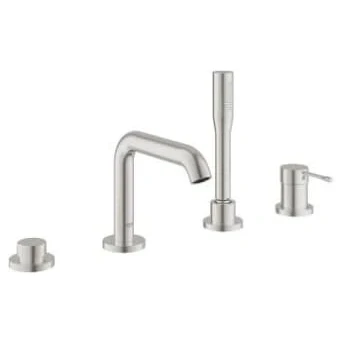 Afbeelding van Grohe Essence New afdekset 4 gats badrandcombinatie met douchegarnituur Supersteel