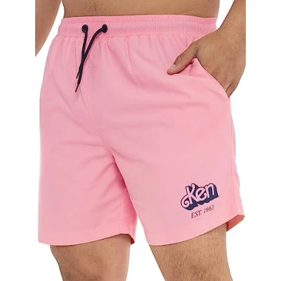 Afbeelding van Zwemshorts voor heren Barbie Ken Doll zwembroek Maten S XXL Officiële Barbies merchandising, Roze