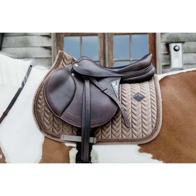 Afbeelding van Kentucky Zadeldekje Velvet Pearls Springen Beige Full