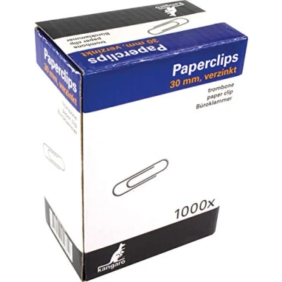 Afbeelding van Kangaro Papierklemmen 30 Mm Rond Verzinkt, Doos 1000 Stuks