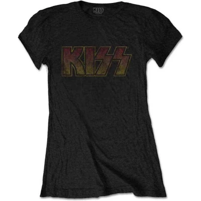 Afbeelding van Kiss Vintage Classic Logo Dames T shirt L Zwart
