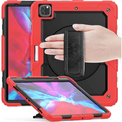 Afbeelding van Casecentive handstrap Pro Hardcase with iPad 12.9&quot; 2022 / 2021 2020 2018 red