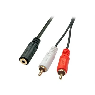 Image de Lindy Premium Adaptateur audio 0.08 mm² mini phone stereo 3.5 mm femelle pour RCA x 2 mâle 25 cm blindé noir