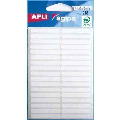 Afbeelding van Agipa witte etiketten in etui ft 5 x 35 mm (b h), 238 stuks, 34 per blad etiket