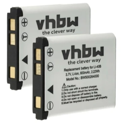 Afbeelding van vhbw 2 stuks batterijen compatibel met Pentax Optio L30, L36, L40, L1100, LS1000, M30, M40, M90, NB 1000, RS100, RS1000, T30, V10, V15 (500 mAh, 3,6 V)
