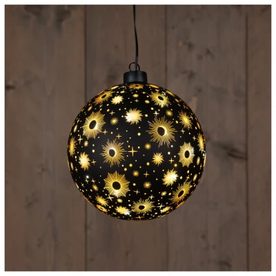 Afbeelding van Anna&#039;s Collection Glasbal Kosmos Kerstverlichting 15 cm Zwart Goud