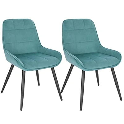 Afbeelding van WOLTU Set van 2 eetkamerstoelen, ontspannende fluwelen stoelen, ergonomische Scandinavische stoelen met rugleuning voor woonkamer, keuken, slaapkamer, Turks groen, BH331ts