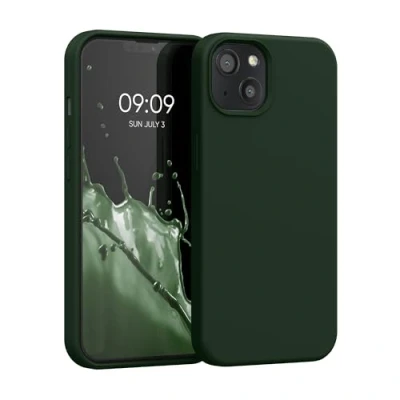 Afbeelding van kwmobile telefoonhoesje geschikt voor Apple iPhone 13 Hoesje met siliconen coating Smartphone case in donkergroen
