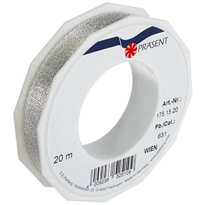 Afbeelding van C.E. Pattberg WIEN Cadeaulint zilver 20 meter voor geschenkverpakkingen, 15 mm breed, cadeaulint, decoratielint geschenken