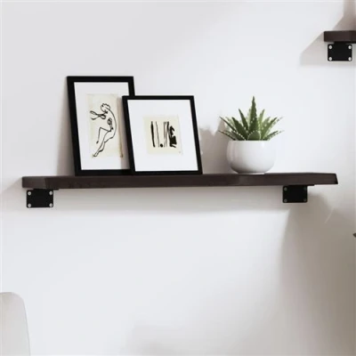 Afbeelding van Wandschap 60x10x2 cm behandeld massief eikenhout donkergrijs