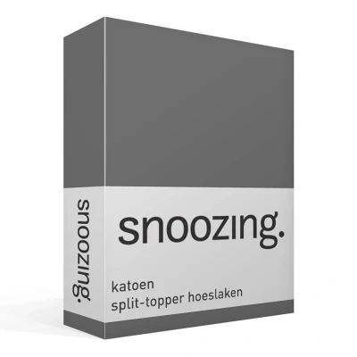 Afbeelding van Snoozing Katoen Split topper Hoeslaken Lits jumeaux 180x200 cm Antraciet