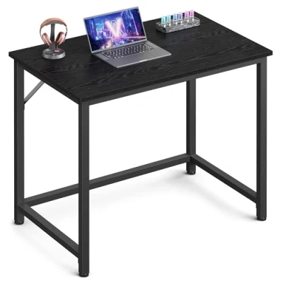 Afbeelding van VASAGLE Bureau klein kantoor computer slaapkamer 50x80x75cm industrieel ontwerp metalen structuur zwart LWD038B56
