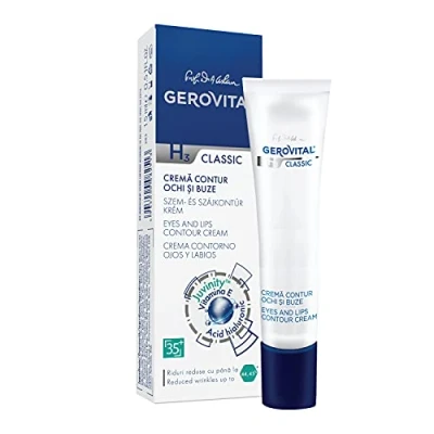 Afbeelding van Oog en lippencrème met anti rimpeleffect voor vrouwen mannen, intensieve hydratatie, hyaluronzuur vitamine E, 15 ml, Gerovital H3 Classic
