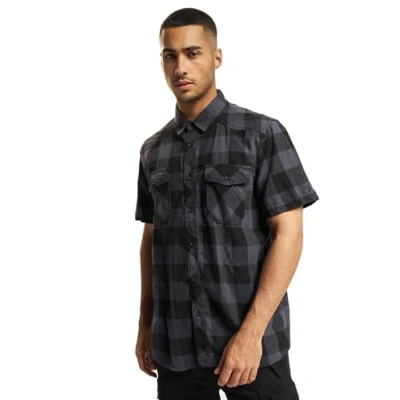 Afbeelding van Brandit Checkshirthalfsleeve Overhemd, Heren, Maat: 4XL, Blackgrey