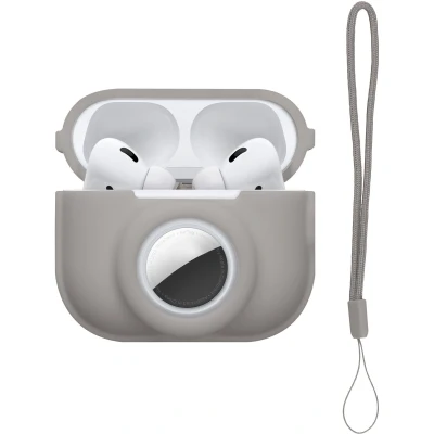 Afbeelding van kwmobile oordopjes case geschikt voor Apple Airpods Pro 2 hoesje Oortjes cover met AirTag houder in ear koptelefoon hoes Silicone grijs