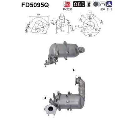 Afbeelding van AS FD5095Q Roetfilter Euro 5 Siliciumcarbide OPEL: Vivaro B Van, Combi, RENAULT: MEGANE CC, SCENIC 3, NISSAN: X Trail