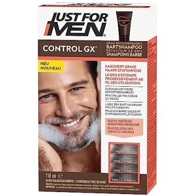 Image de Just For Men Control GX Shampoing Barbe, Reduit Le Poils Blancs À Chaque Lavage, Pour Des Résultats Subtils Et Naturels, Toutes Les Nuances, 118 ml