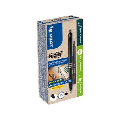Afbeelding van Pilot FriXion Ball Plus roller, medium, zwart, doos van 10 stuks + navullingen