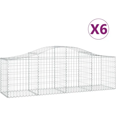 Afbeelding van VidaXL Schanskorven 6 st gewelfd 200x50x60/80 cm gegalvaniseerd ijzer