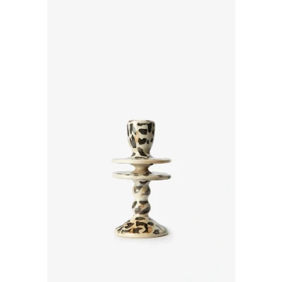 Afbeelding van Sissy Boy Lichtbruine ruffle kandelaar met leopard print (Onesize)