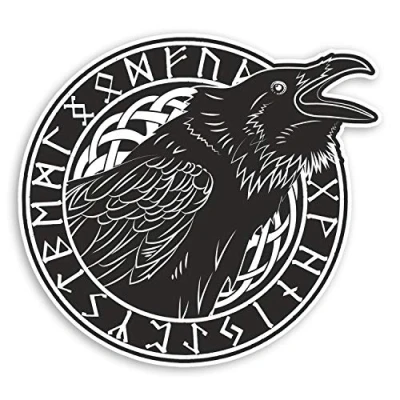 Afbeelding van Laptopstickers, zwart, raaf, tribal, Viking, Keltisch, #31722, 10 cm breed, 2 stuks