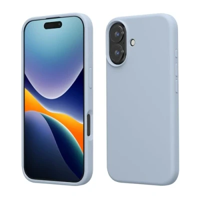 Afbeelding van kwmobile telefoonhoesje geschikt voor Apple iPhone 16 Hoesje met siliconen coating Smartphone case in mat lichtblauw