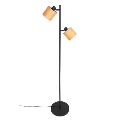 Afbeelding van Steinhauer vloerlamp Bambus zwart metaal 28 cm E14 fitting 3670ZW