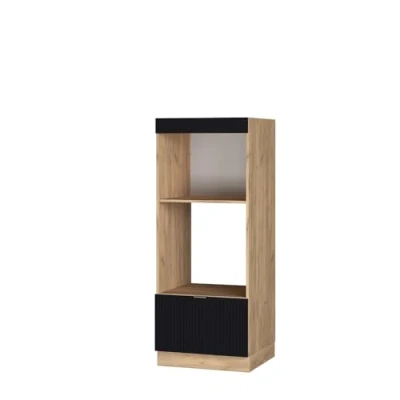 Afbeelding van Vicco Magnetronkast Fame Line, Zwart gestreept/Krachtige eik goud, 60 cm open