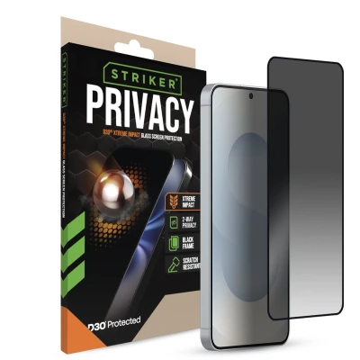 Afbeelding van Striker D3O Xtreme Impact Privacy Glass Screen Protector Black Frame Samsung Galaxy S24 5G/S2...
