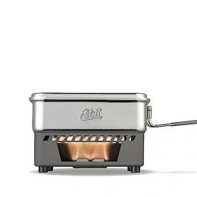 Afbeelding van Esbit Kookset voor droge brandstof, campingkooktoestel buiten, 585 ml, met aluminium pan, inklapbare handgrepen,