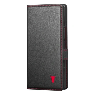 Afbeelding van TORRO Beschermhoes compatibel met Samsung Galaxy Z Fold7 2025, portefeuille van echt leer, standaard en kaarthouder, zwart