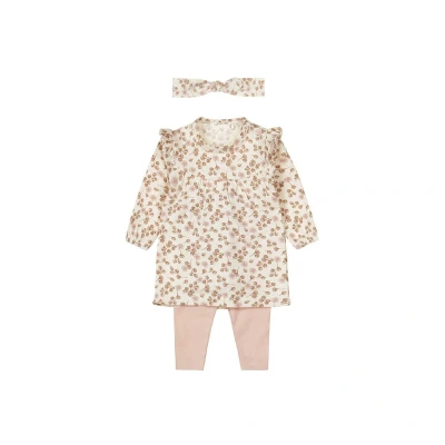 Afbeelding van Dirkje Set 3 delig Shirt + Broek Haarband Off White Maat 68