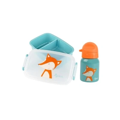 Afbeelding van Sigikid Set de maternelle avec gourde et boîte à sandwich renard bleu/orange, taille unique