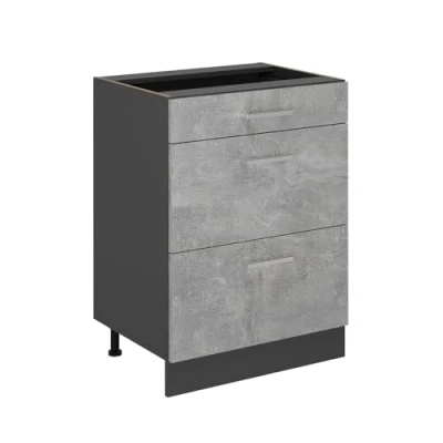 Afbeelding van Vicco Keukenonderkast R Line, Beton/Antraciet, 60 cm met laden, zonder werkblad