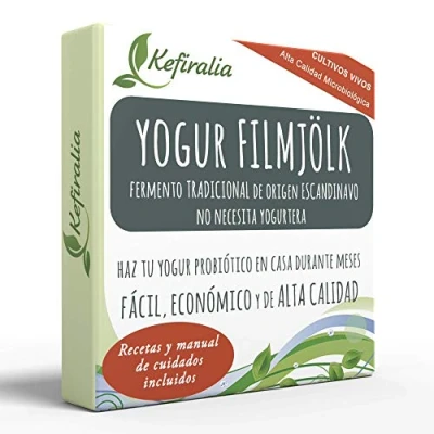 Afbeelding van Filmjolk Yoghurt Ferment (onbeperkt hergebruik) + handleiding recepten hulp en tips in het Frans KEFIRALIA®
