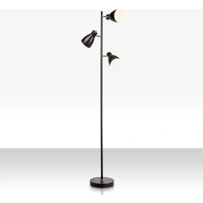 Afbeelding van B.K.Licht Industriële Vloerlamp voor binnen woonkamer zwarte staande lamp staanlamp leeslamp draaibar met 3 lichtpunten E27 fitting excl. lichtbronnen